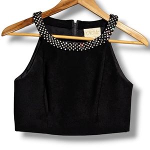 Woman's Formal Black Zip up Sleeveless with Rhinestones by Cache Sz 2